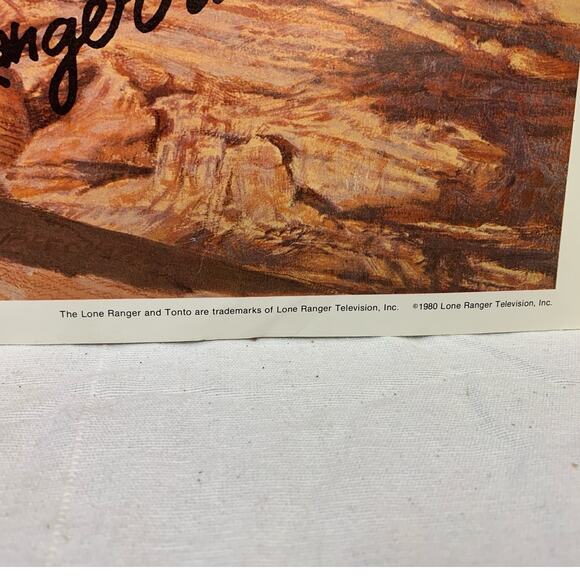 Vintage 1980 Lone Ranger Television Silver Tonto Good Luck Artwork Poster Print - Picture 2 of 5